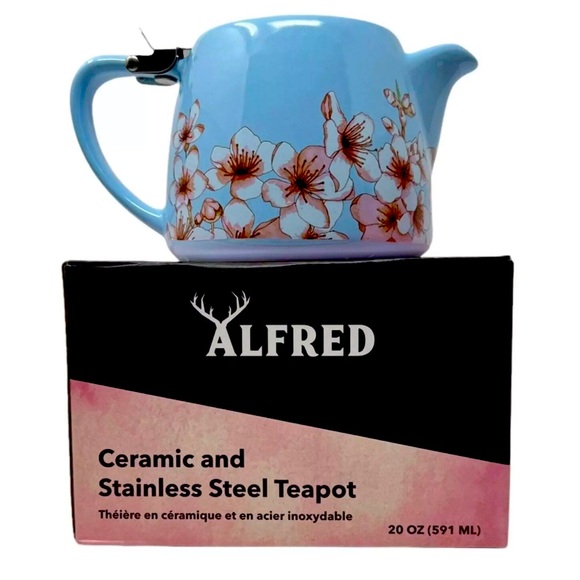 ALFRED Ceramic & Stainless Steel Teapot 20oz dripless spout heat resistant - Picture 7 of 16